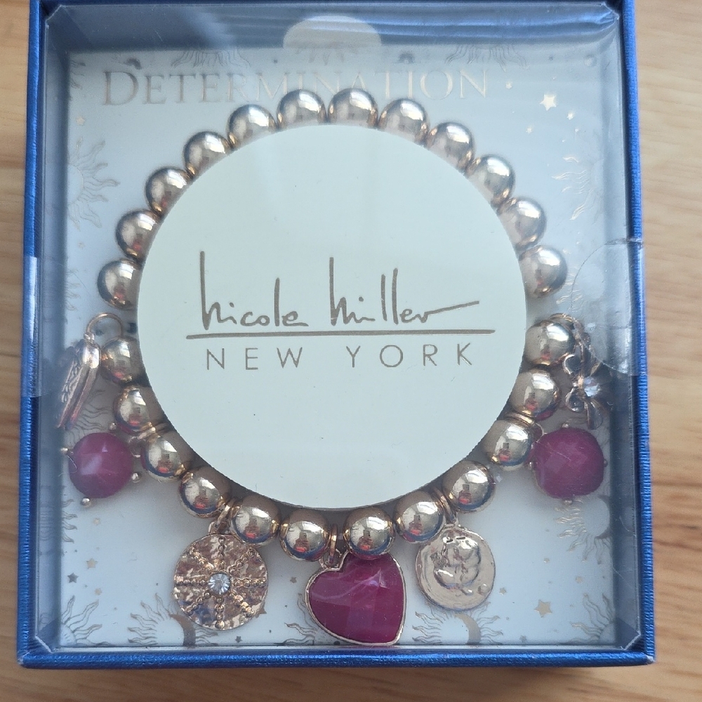 Nicole Miller New York Gold and Red Charm Bracelet